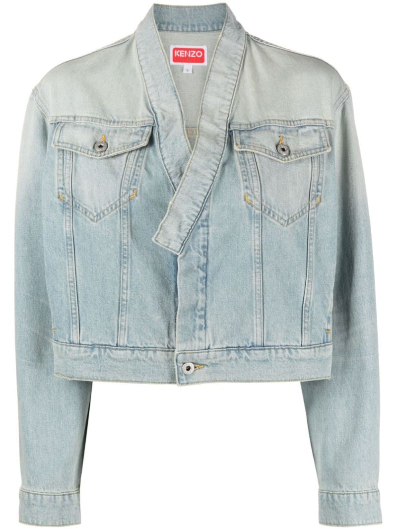 Blue V-neck Japanese Denim Jacket