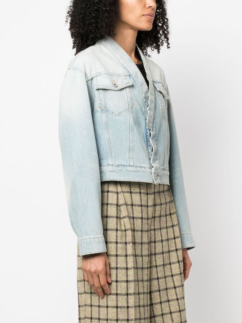 Blue V-neck Japanese Denim Jacket