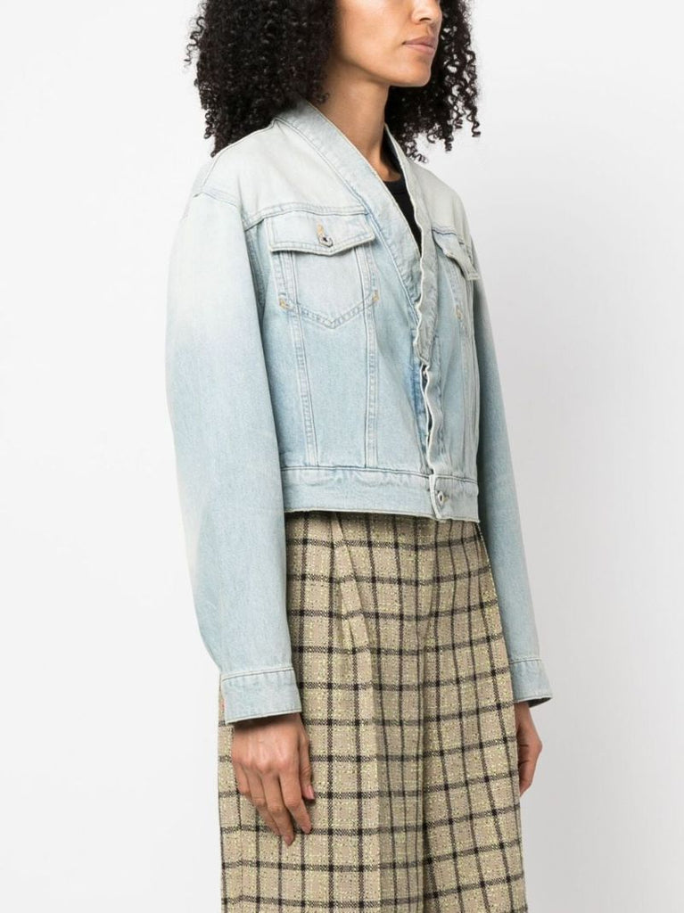 Blue V-neck Japanese Denim Jacket