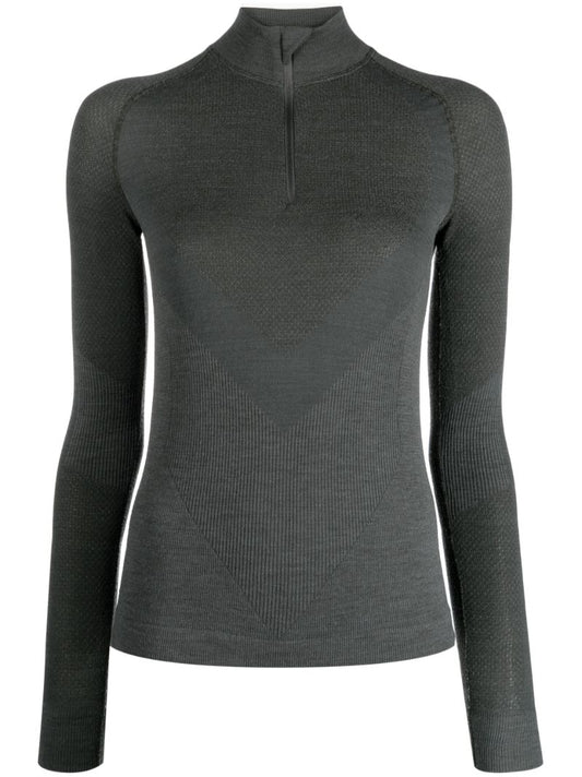 Green Racer Zip-up Top