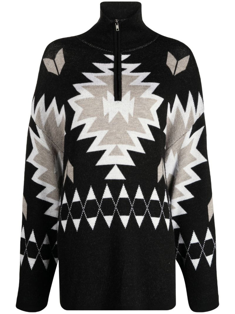 Black Haldi Intarsia Sweater