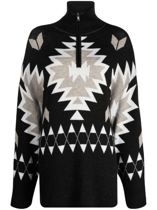 Black Haldi Intarsia Sweater