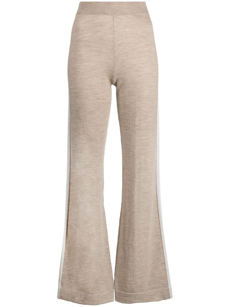 Neutral Geilo Side-stripe Flared Trousers