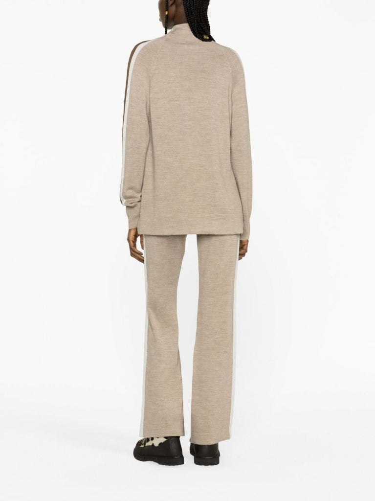Neutral Geilo Side-stripe Flared Trousers