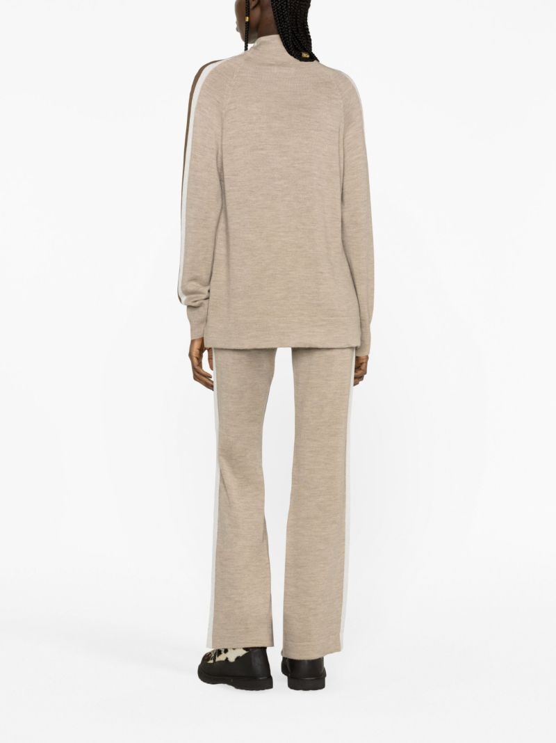 Neutral Geilo Side-stripe Flared Trousers