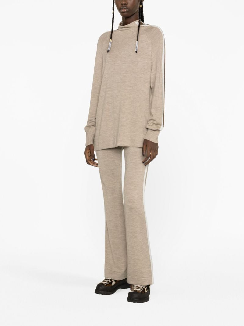 Neutral Geilo Side-stripe Flared Trousers