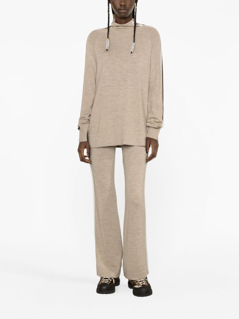 Neutral Geilo Side-stripe Flared Trousers