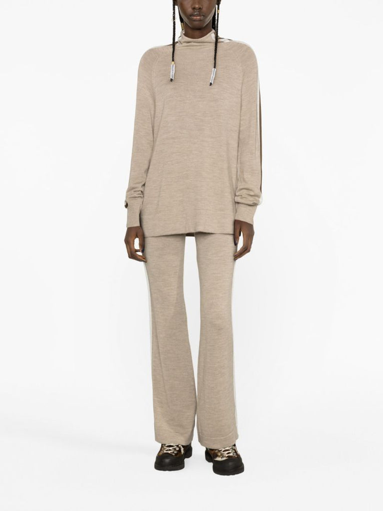 Neutral Geilo Side-stripe Flared Trousers