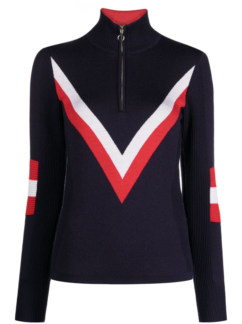 Blue Hafjell Chevron-intarsia Sweater