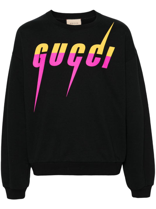 Black Logo Print Cotton Sweatshirt