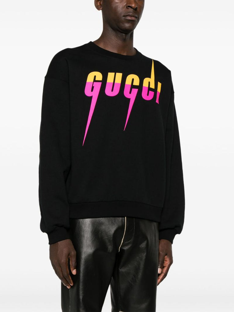 Black Logo Print Cotton Sweatshirt