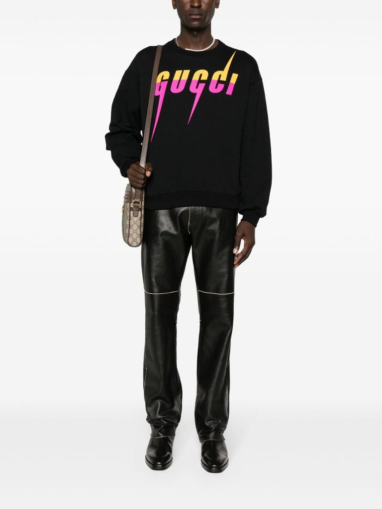 Black Logo Print Cotton Sweatshirt
