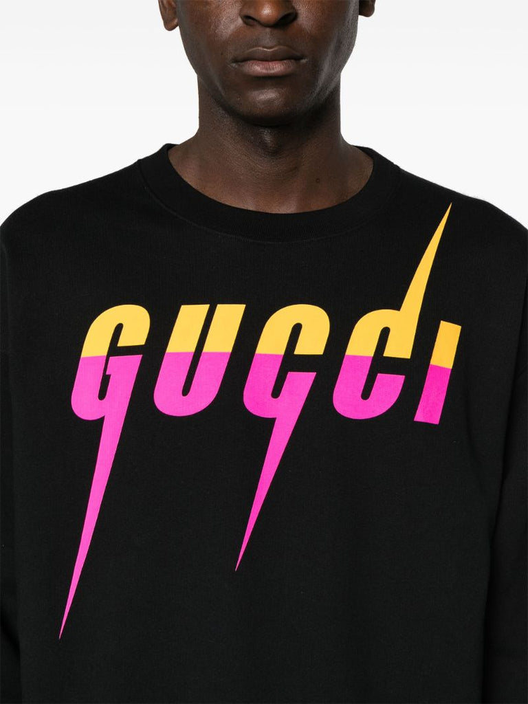 Black Logo Print Cotton Sweatshirt