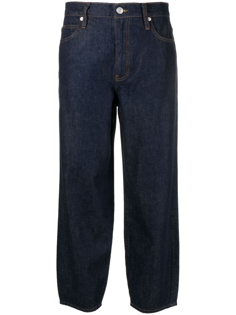 Blue Mid-rise Wide-leg Jeans