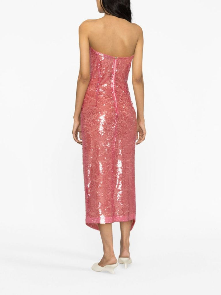 Pink Sequinned Midi Dress