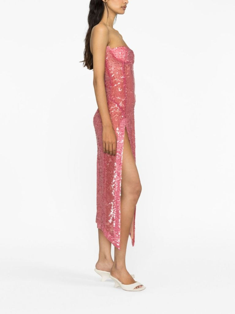 Pink Sequinned Midi Dress