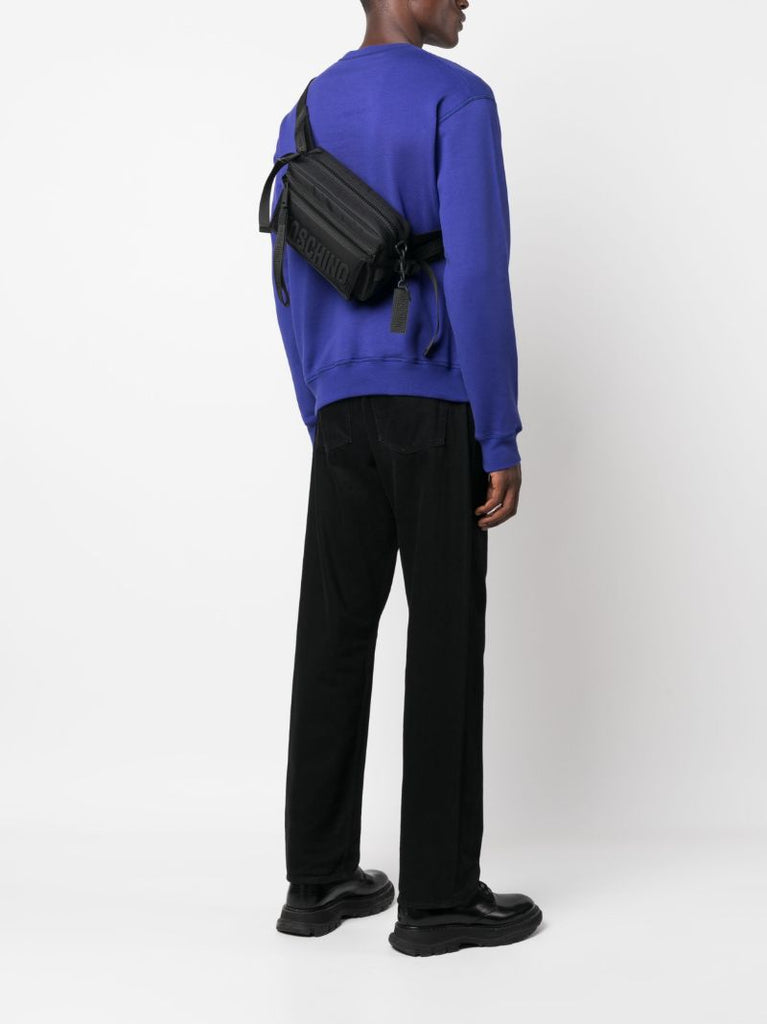 Black Logo-embossed Zipped Belt Bag