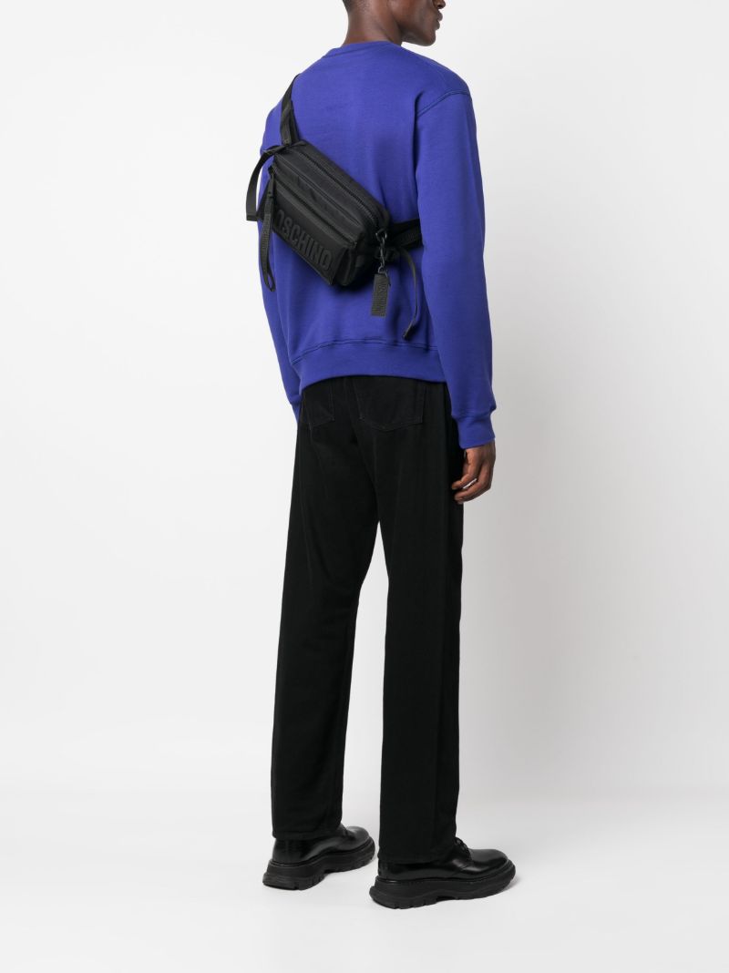 Black Logo-embossed Zipped Belt Bag