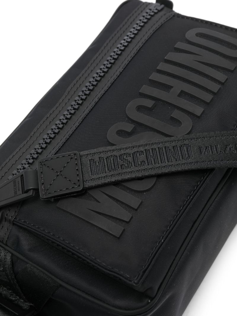 Black Logo-embossed Zipped Belt Bag