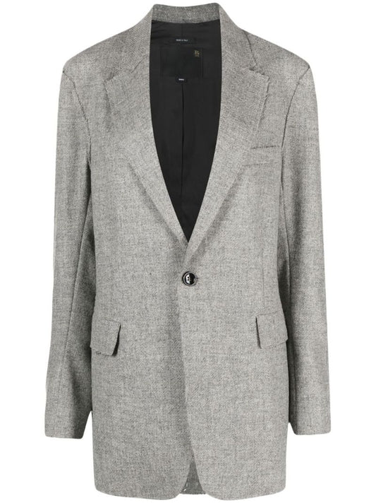 Grey Raw-cut Wool Blazer