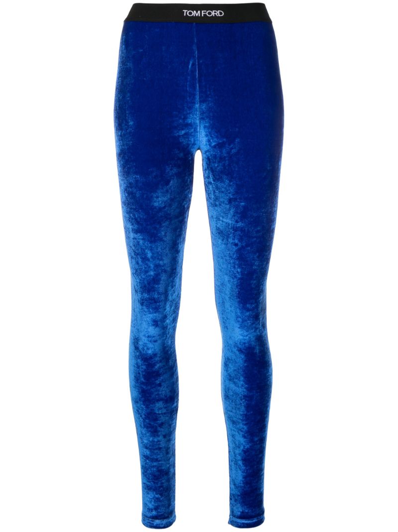 Blue Logo Waistband Leggings