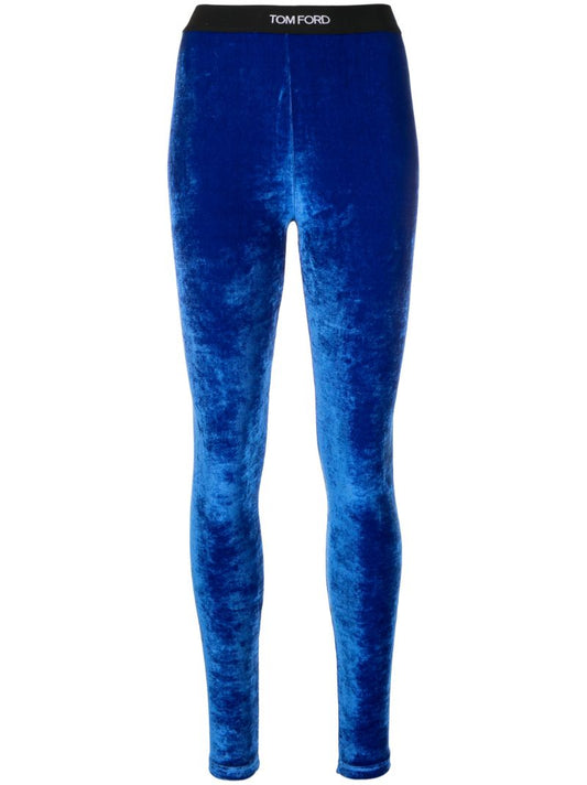 Blue Logo Waistband Leggings
