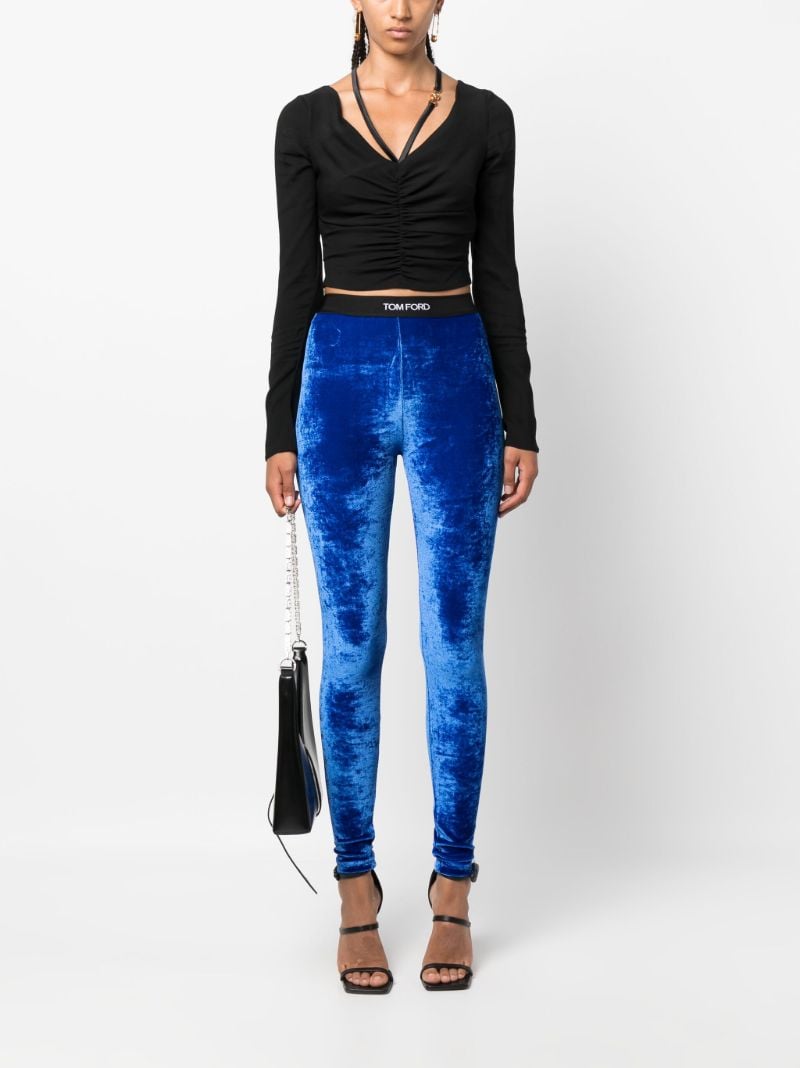 Blue Logo Waistband Leggings
