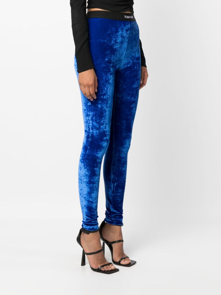 Blue Logo Waistband Leggings