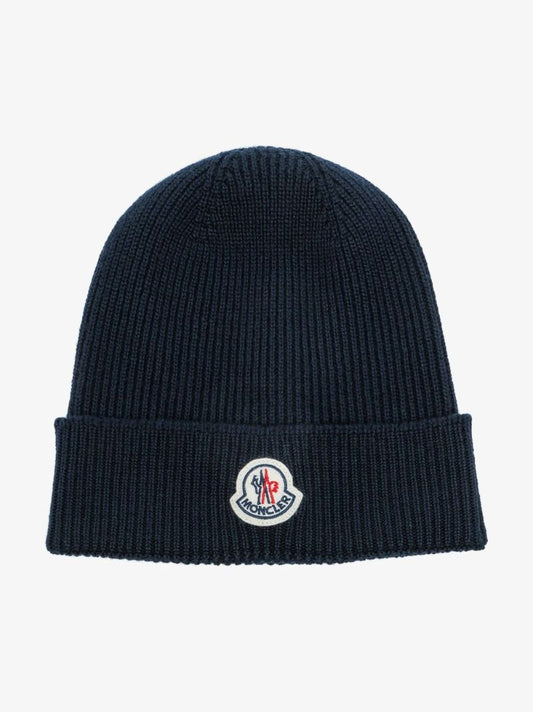 Blue Wool Beanie Hat