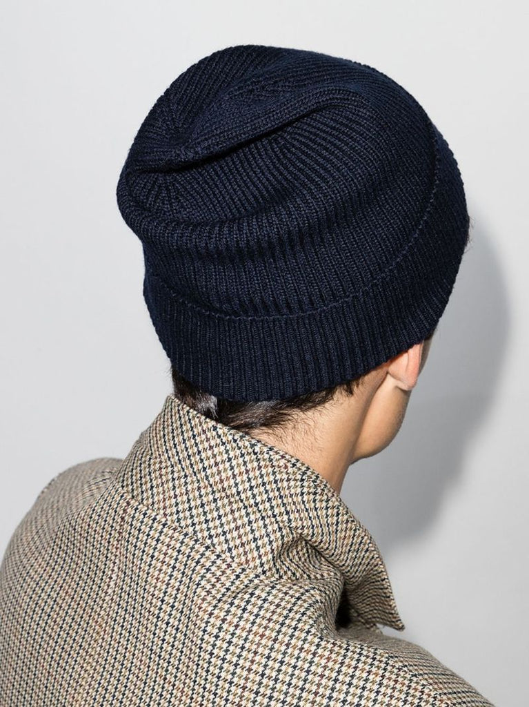 Blue Wool Beanie Hat
