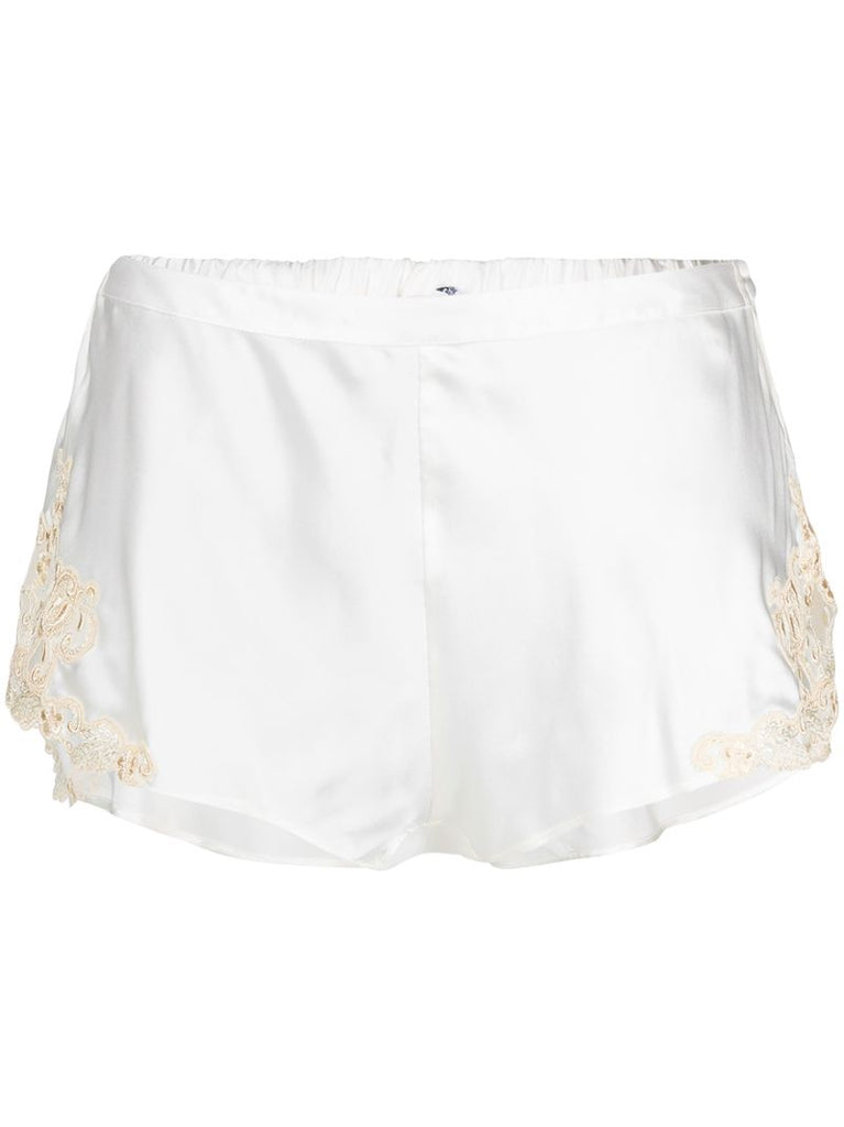 White Maison Silk Shorts
