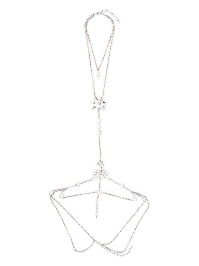 Silver-tone Flower Crystal Body Chain