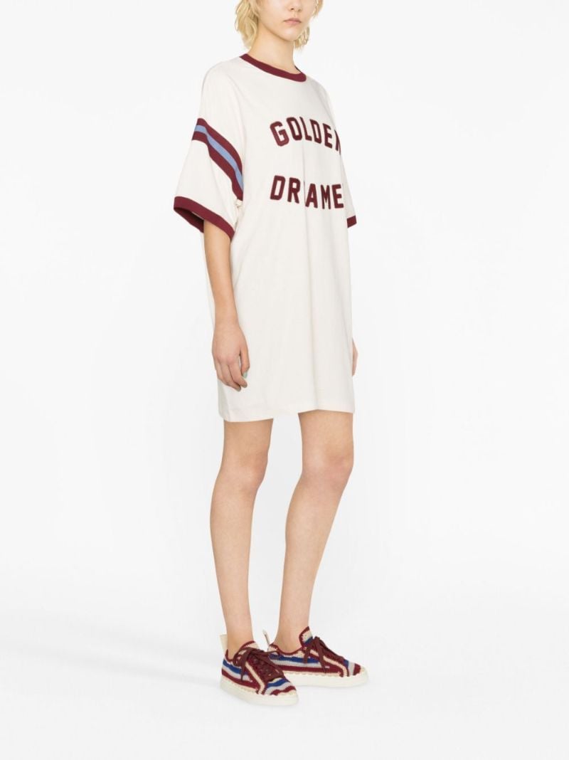 White Slogan-appliquÃ_x0083_Â© T-shirt Dress