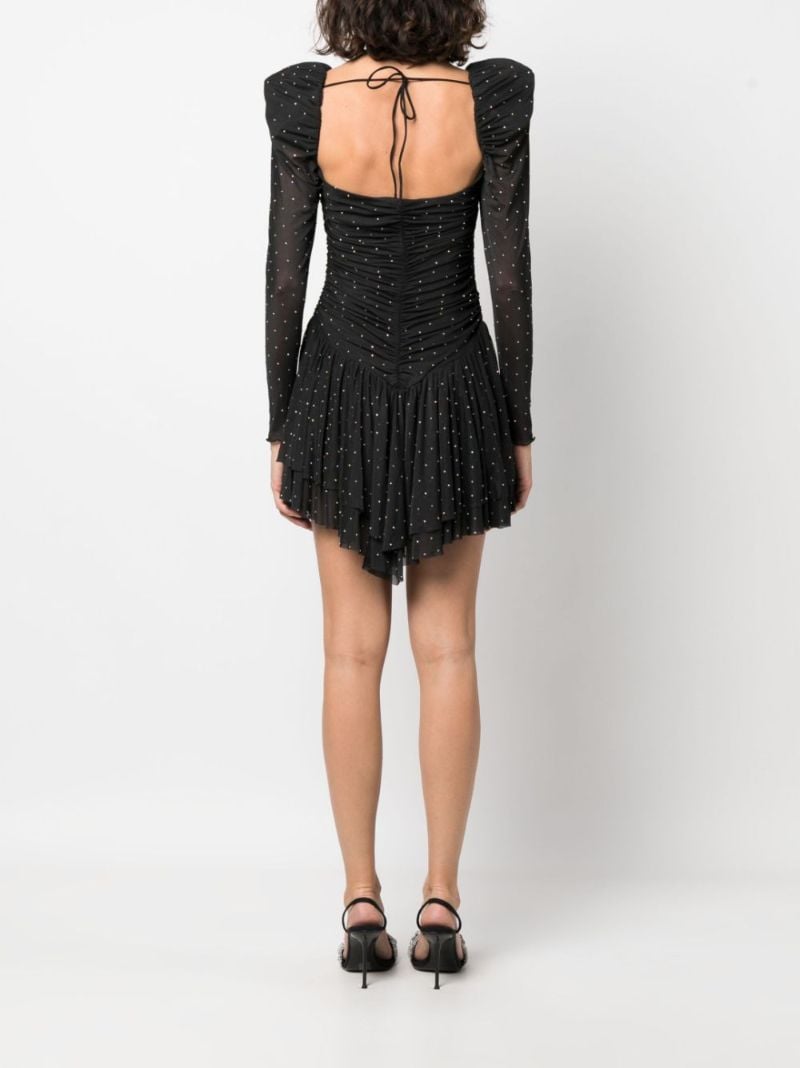 Black Crystal-embellished Mesh Minidress