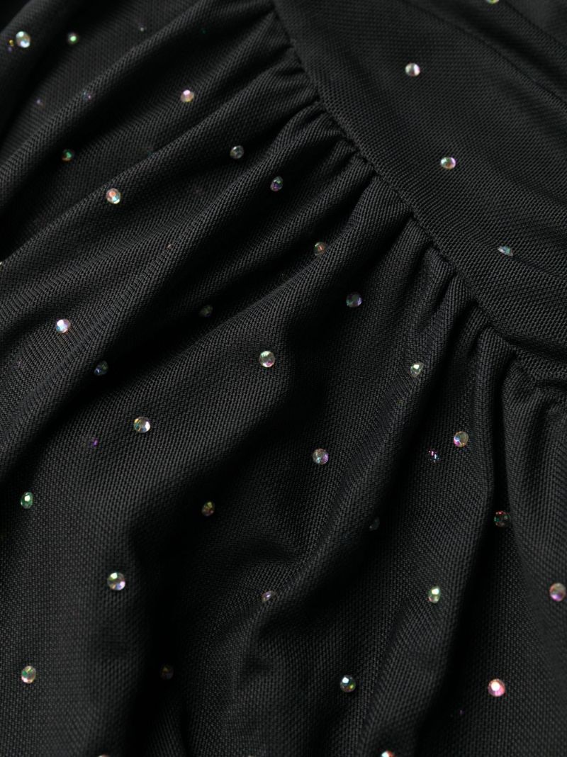 Black Crystal-embellished Mesh Minidress