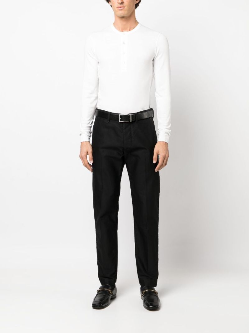 White Serafino Ribbed-knit Polo Shirt