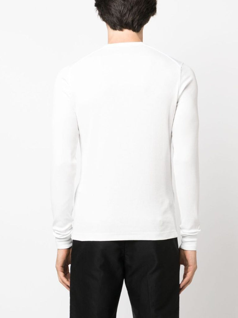 White Serafino Ribbed-knit Polo Shirt