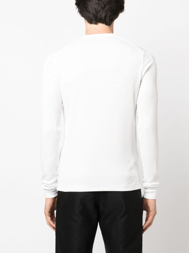 White Serafino Ribbed-knit Polo Shirt