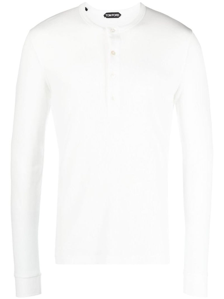 White Serafino Ribbed-knit Polo Shirt
