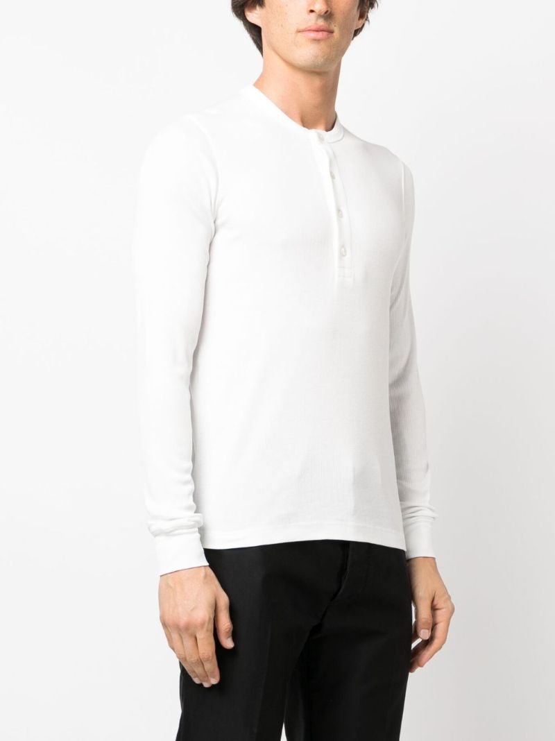 White Serafino Ribbed-knit Polo Shirt