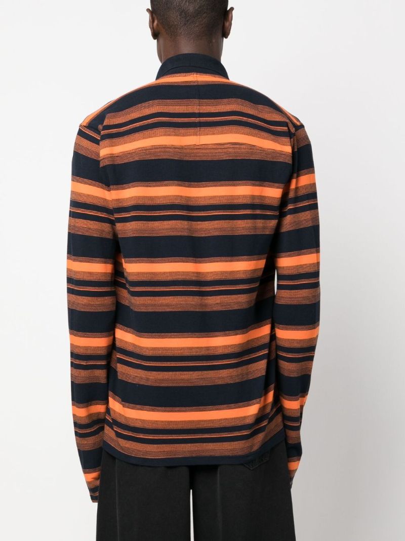 Blue Striped Cotton Polo Shirt