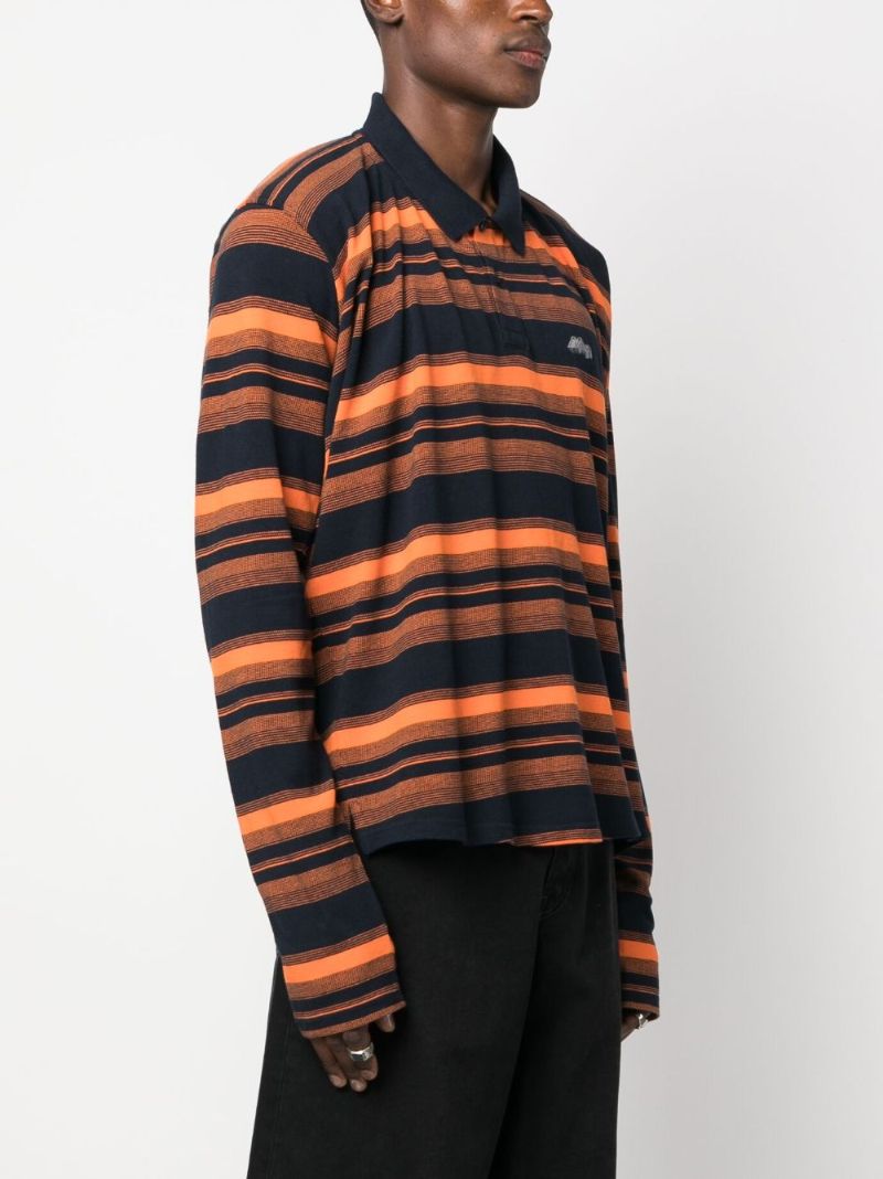 Blue Striped Cotton Polo Shirt