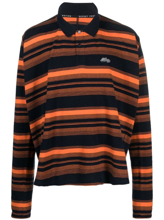 Blue Striped Cotton Polo Shirt