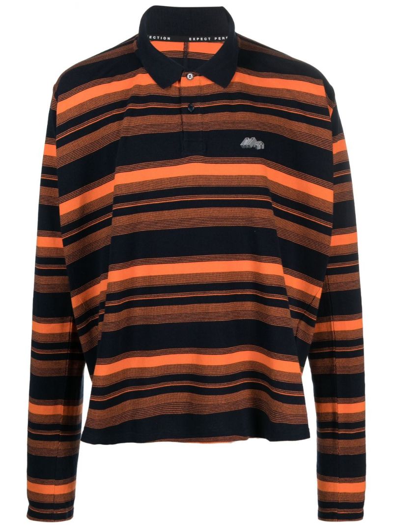 Blue Striped Cotton Polo Shirt