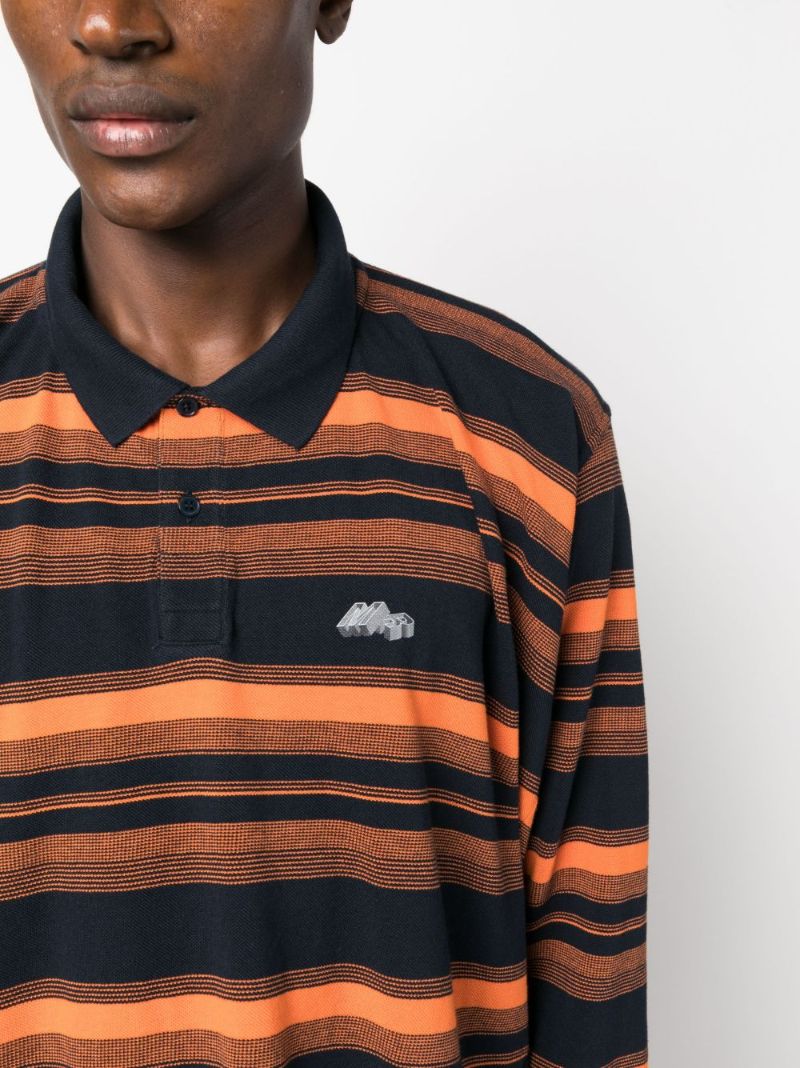 Blue Striped Cotton Polo Shirt