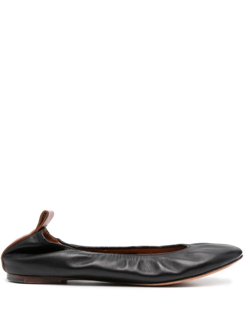Black Ballerina Flat Leather Ballet Pumps