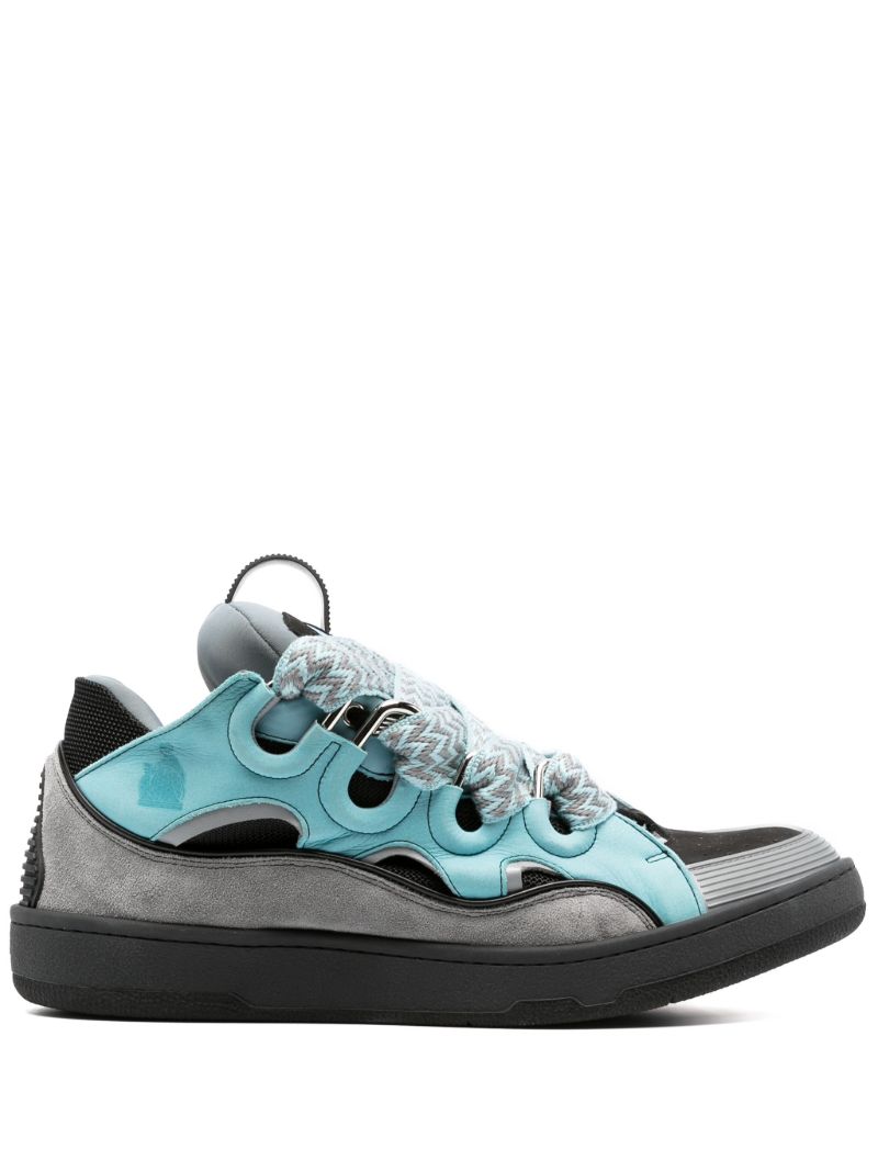 Grey Curb Leather Sneakers