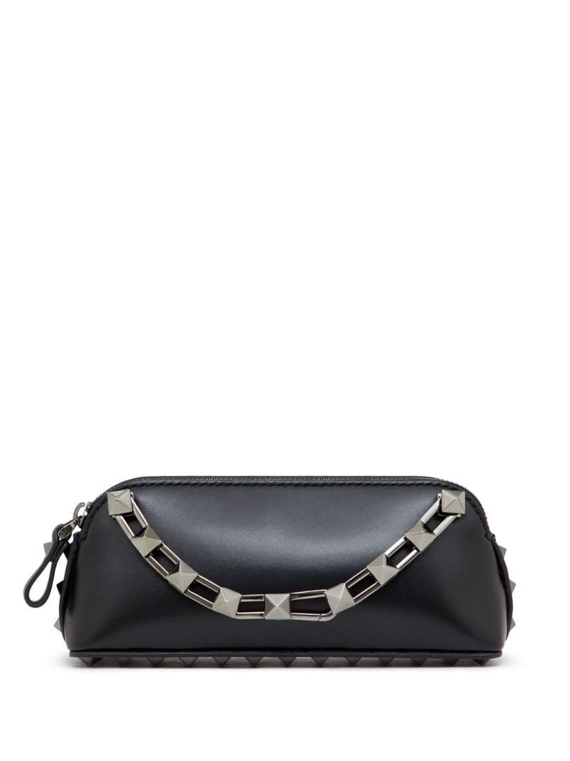 Black Rockstud Mini Leather Clutch Bag