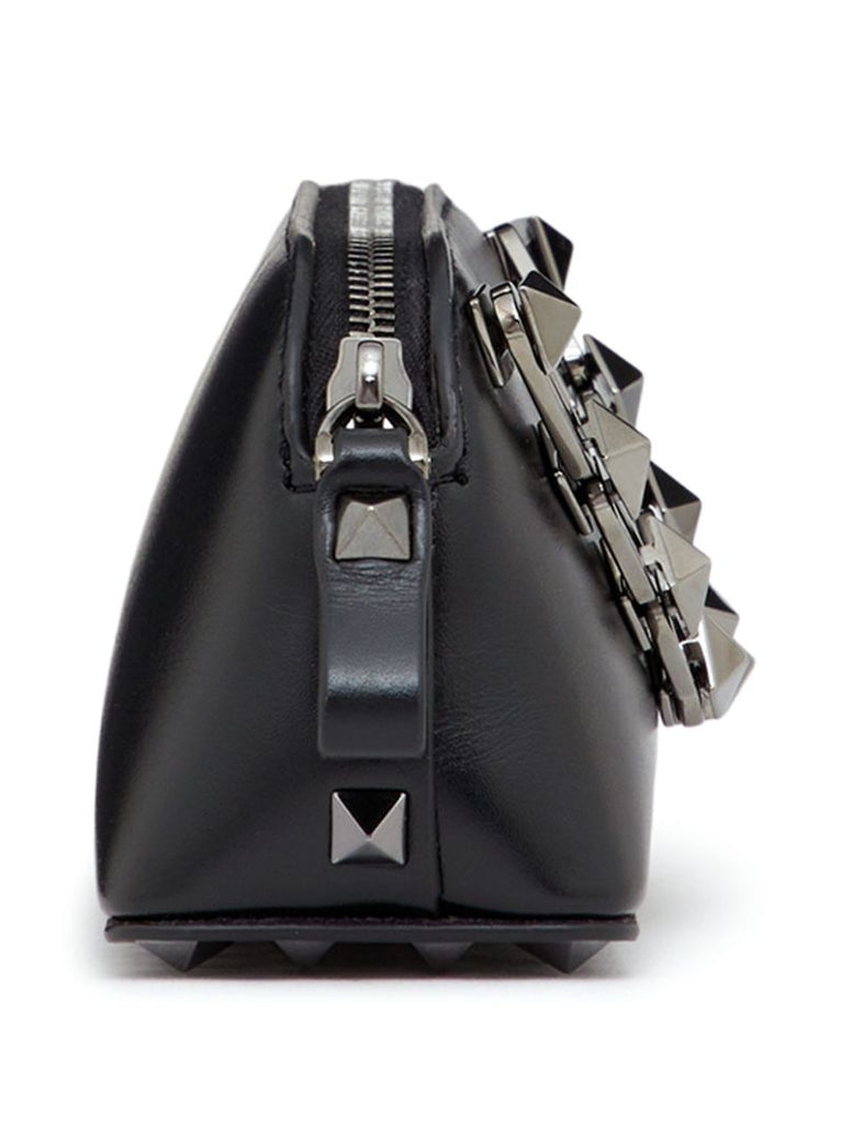 Black Rockstud Mini Leather Clutch Bag