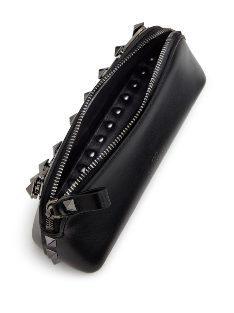 Black Rockstud Mini Leather Clutch Bag
